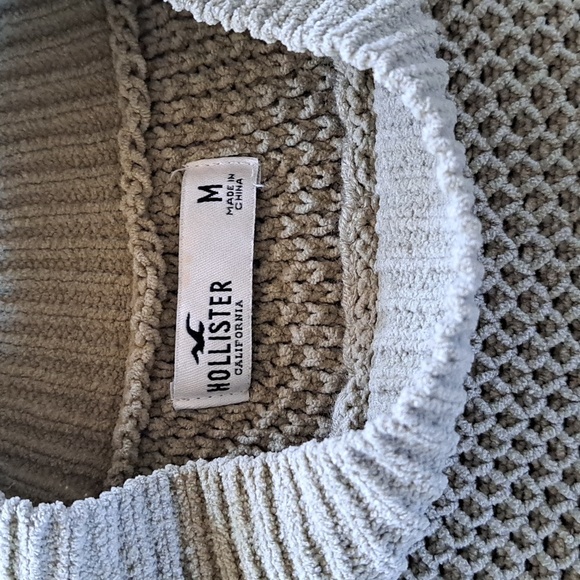 HOLLISTER Y2K Ribbed Knit Drop Shoulder Oversized Cropped Boxy Pullover Sweater - Picture 6 of 10
